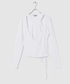 GANNI　Rib Jersey Wrap Blouse