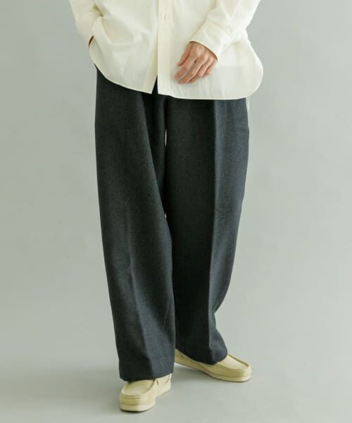 【新品】  cale / カール | 2022SS | WOOL LINEN SILK 4 TUCK WIDE PANTS ウール リネン シルク 4タック ワイド パンツ | 4 | グレー | メンズ