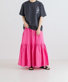 GANNI　Cotton Poplin Long Flounce Skirt