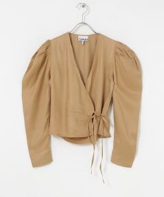 GANNI　Viscose Twill Wrap Blouse