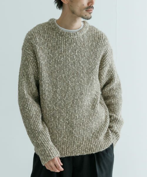 URBAN RESEARCH / アーバンリサーチ ニット・セーター | MIX SLUB PLAIN STITCH CREW-NECK | 詳細8