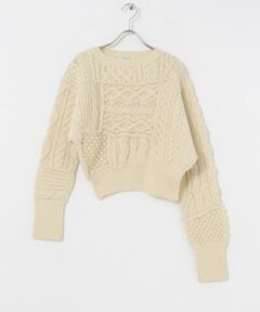 CURRENTAGE　CABLE PATCH KNIT