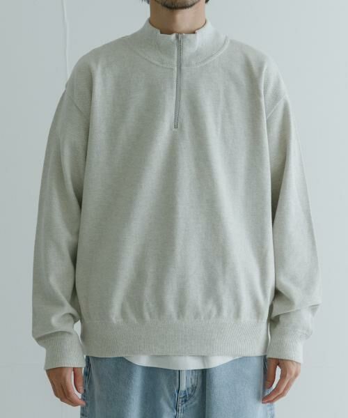 URBAN RESEARCH / アーバンリサーチ ニット・セーター | crepuscule　Moss Stitch Half Zip Pullover | 詳細1