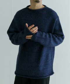 DENIM LIKE ROLL NECK KNIT