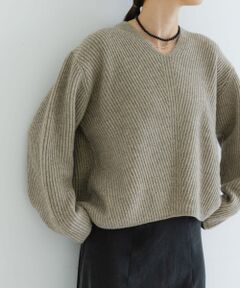 HAMILTON WOOL 畦Vネックニット