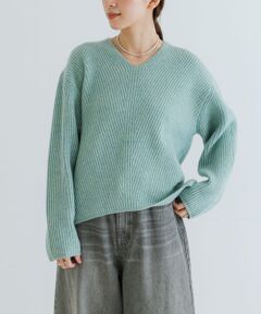 HAMILTON WOOL 畦Vネックニット