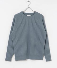 COTTON CASHMERE WIDE RIB CREW NECK KNIT