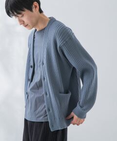 COTTON CASHMERE WIDE RIB CARDIGAN