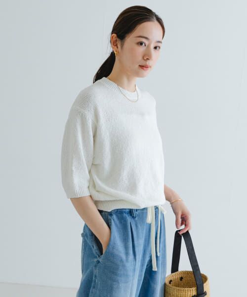 URBAN RESEARCH/アーバンリサーチ ブークレハーフスリーブニット OFF FREE URBAN RESEARCH/アーバンリサーチ ブークレハーフスリーブニット OFF FREE
