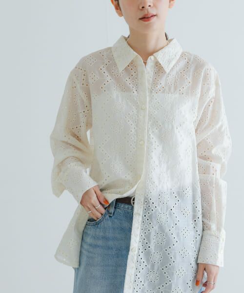 URBAN RESEARCH/アーバンリサーチ 刺繍レースオーバーシャツ OFF FREE URBAN RESEARCH/アーバンリサーチ 刺繍レースオーバーシャツ OFF FREE