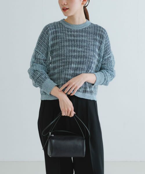 URBAN RESEARCH/アーバンリサーチ シアーラメクルーネックニット BLUE FREE URBAN RESEARCH/アーバンリサーチ シアーラメクルーネックニット BLUE FREE
