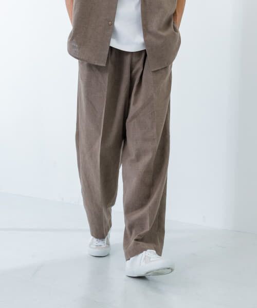 URBAN RESEARCH/アーバンリサーチ LINEN PIN HEAD TUCK PANTS TAUPE L URBAN RESEARCH/アーバンリサーチ LINEN PIN HEAD TUCK PANTS TAUPE L