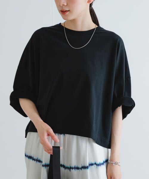 URBAN RESEARCH/アーバンリサーチ ショート丈ハーフスリーブカットソー BLACK FREE URBAN RESEARCH/アーバンリサーチ ショート丈ハーフスリーブカットソー BLACK FREE