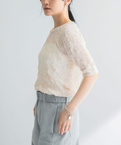 URBAN RESEARCH/アーバンリサーチ new basic リネン混ワッシャーハーフスリーブニット P.BEIGE FREE URBAN RESEARCH/アーバンリサーチ new basic リネン混ワッシャーハーフスリーブニット P.BEIGE FREE