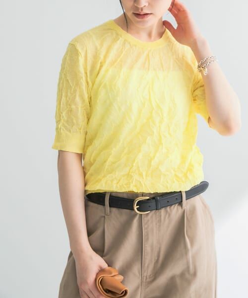 URBAN RESEARCH/アーバンリサーチ new basic リネン混ワッシャーハーフスリーブニット YELLOW FREE URBAN RESEARCH/アーバンリサーチ new basic リネン混ワッシャーハーフスリーブニット YELLOW FREE