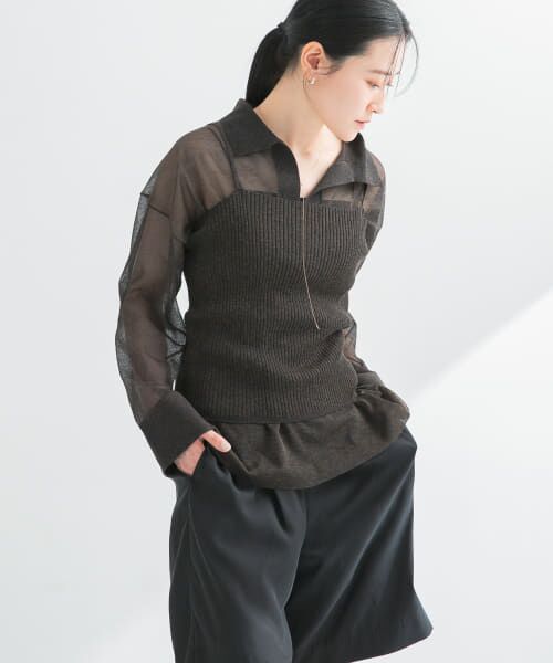 URBAN RESEARCH/アーバンリサーチ ラミー混スキッパーシアーニット BROWN MIX FREE URBAN RESEARCH/アーバンリサーチ ラミー混スキッパーシアーニット BROWN MIX FREE