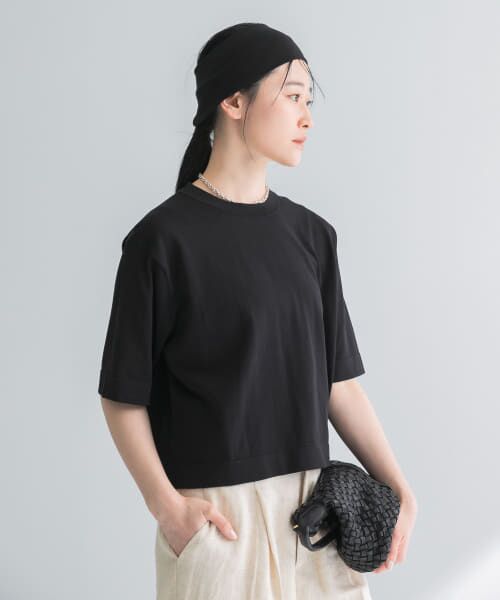 URBAN RESEARCH/アーバンリサーチ new basic ハイゲージニットTシャツ BLACK FREE URBAN RESEARCH/アーバンリサーチ new basic ハイゲージニットTシャツ BLACK FREE