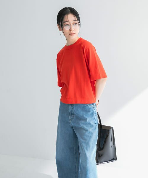 URBAN RESEARCH/アーバンリサーチ new basic ハイゲージニットTシャツ RED FREE URBAN RESEARCH/アーバンリサーチ new basic ハイゲージニットTシャツ RED FREE