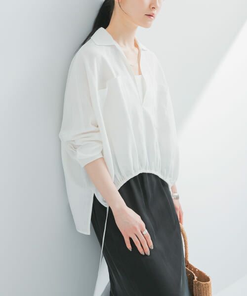 URBAN RESEARCH/アーバンリサーチ ラミーレーヨンギャザーヘムシャツ OFF FREE URBAN RESEARCH/アーバンリサーチ ラミーレーヨンギャザーヘムシャツ OFF FREE