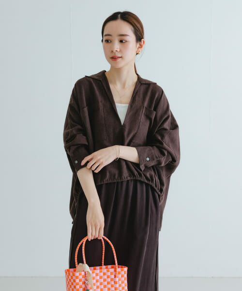 URBAN RESEARCH/アーバンリサーチ ラミーレーヨンギャザーヘムシャツ BROWN FREE URBAN RESEARCH/アーバンリサーチ ラミーレーヨンギャザーヘムシャツ BROWN FREE
