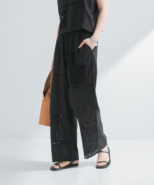 URBAN RESEARCH/アーバンリサーチ パッチワークレースイージーパンツ BLACK FREE URBAN RESEARCH/アーバンリサーチ パッチワークレースイージーパンツ BLACK FREE