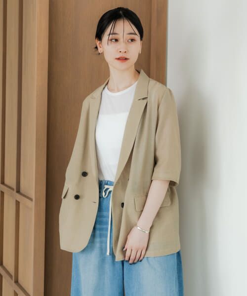 URBAN RESEARCH/アーバンリサーチ シアーメッシュハーフスリーブジャケット BEIGE FREE URBAN RESEARCH/アーバンリサーチ シアーメッシュハーフスリーブジャケット BEIGE FREE