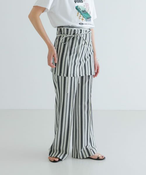 URBAN RESEARCH/アーバンリサーチ CURRENTAGE RUSSELL STRIPES PANTS ホワイト/ブラック 1 URBAN RESEARCH/アーバンリサーチ CURRENTAGE RUSSELL STRIPES PANTS ホワイト/ブラック 1