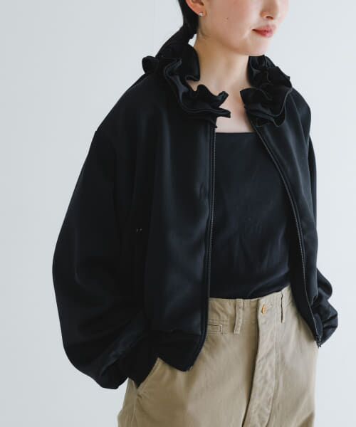 URBAN RESEARCH/アーバンリサーチ crinkle crinkle crinkle frill coller track jacket BLACK FREE URBAN RESEARCH/アーバンリサーチ crinkle crinkle crinkle frill coller track jacket BLACK FREE