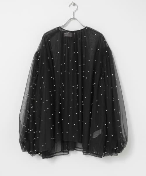 URBAN RESEARCH/アーバンリサーチ VIVIANO Pearl Tulle Top BLACK M URBAN RESEARCH/アーバンリサーチ VIVIANO Pearl Tulle Top BLACK M