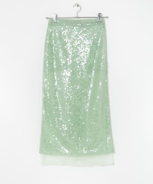 URBAN RESEARCH/アーバンリサーチ VIVIANO Sequins Midi Skirt GREEN M URBAN RESEARCH/アーバンリサーチ VIVIANO Sequins Midi Skirt GREEN M