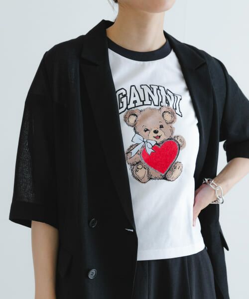 URBAN RESEARCH/アーバンリサーチ GANNI Basic Jersey Bear Small T-shirts B White S URBAN RESEARCH/アーバンリサーチ GANNI Basic Jersey Bear Small T-shirts B White S