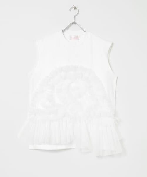 URBAN RESEARCH/アーバンリサーチ VIVIANO Tulle Sleeveless T-shirts WHITE one URBAN RESEARCH/アーバンリサーチ VIVIANO Tulle Sleeveless T-shirts WHITE one