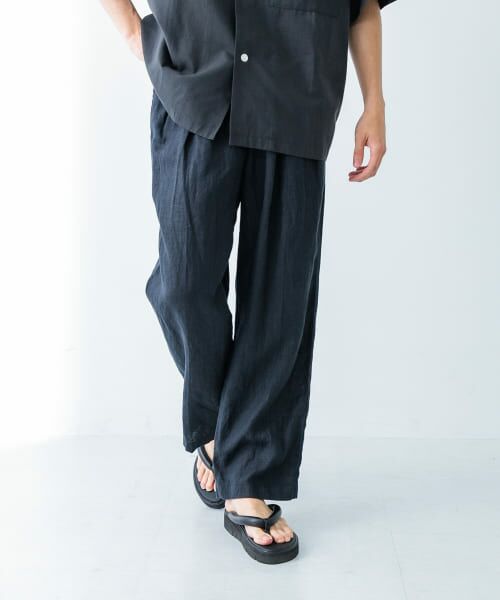 URBAN RESEARCH/アーバンリサーチ LINEN TUCK PANTS D.NAVY S URBAN RESEARCH/アーバンリサーチ LINEN TUCK PANTS D.NAVY S