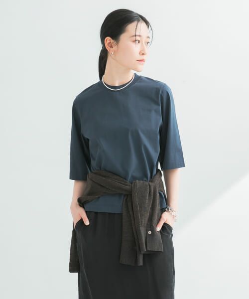 URBAN RESEARCH/アーバンリサーチ スーピマコットンハーフスリーブカットソー L.NAVY FREE URBAN RESEARCH/アーバンリサーチ スーピマコットンハーフスリーブカットソー L.NAVY FREE