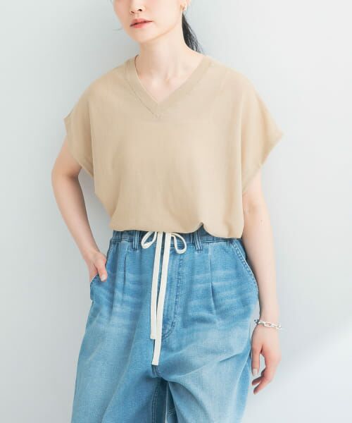 URBAN RESEARCH/アーバンリサーチ 2WAYフレンチスリーブニット BEIGE FREE URBAN RESEARCH/アーバンリサーチ 2WAYフレンチスリーブニット BEIGE FREE