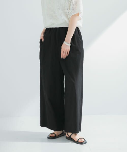 URBAN RESEARCH/アーバンリサーチ コットンギャザーワイドパンツ BLACK FREE URBAN RESEARCH/アーバンリサーチ コットンギャザーワイドパンツ BLACK FREE