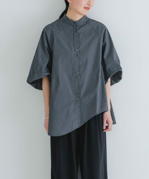 URBAN RESEARCH/アーバンリサーチ イレギュラーヘムスタンドカラーブラウス GRAY.S FREE URBAN RESEARCH/アーバンリサーチ イレギュラーヘムスタンドカラーブラウス GRAY.S FREE