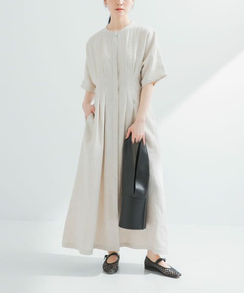 URBAN RESEARCH/アーバンリサーチ タックデザインリネンワンピース NATURAL 38 URBAN RESEARCH/アーバンリサーチ タックデザインリネンワンピース NATURAL 38