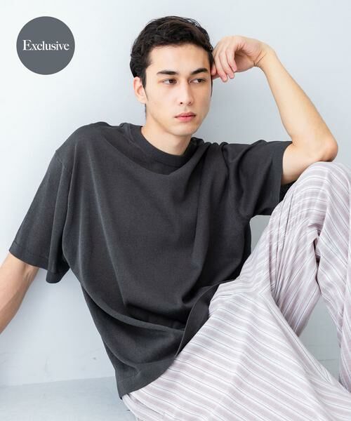 URBAN RESEARCH/アーバンリサーチ 『別注』crepuscule×UR Washi Knit Short-Sleeve T-shirts チャコールグレー 1