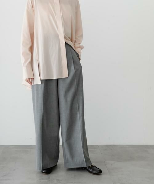 URBAN RESEARCH / アーバンリサーチ その他パンツ | ウール混梳毛ワンタックワイドパンツ(グレー)