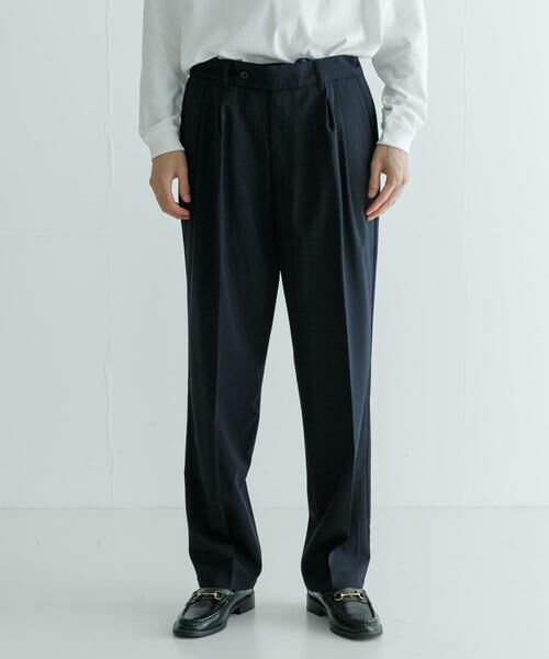 URBAN RESEARCH/アーバンリサーチ ハイカウントウールテーパードスラックス ネイビー L