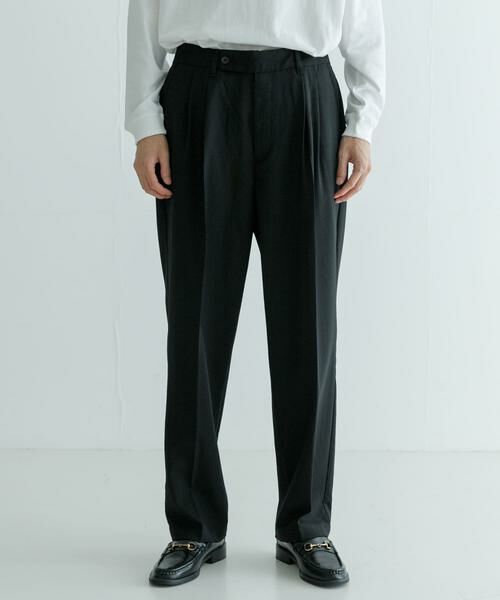 URBAN RESEARCH / アーバンリサーチ その他パンツ | ハイカウントウールテーパードスラックス(ブラック)