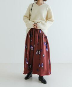 URBAN RESEARCH / アーバンリサーチ スカート | フラワープリントギャザーロングスカート