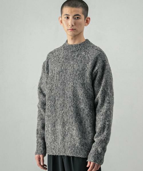 URBAN RESEARCH/アーバンリサーチ new basic MOULINE SHAGGY KNIT チャコールグレー L