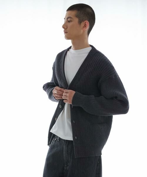 URBAN RESEARCH/アーバンリサーチ new basic COTTON CASHMERE WIDE RIB CARDIGAN チャコールグレー L URBAN RESEARCH/アーバンリサーチ new basic COTTON CASHMERE WIDE RIB CARDIGAN チャコールグレー L