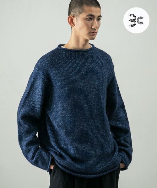 URBAN RESEARCH/アーバンリサーチ new basic DENIM LIKE ROLL NECK KNIT ネイビー L