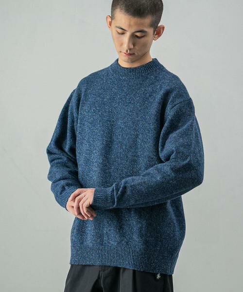 URBAN RESEARCH/アーバンリサーチ MIX MOULINE KNIT ネイビー L