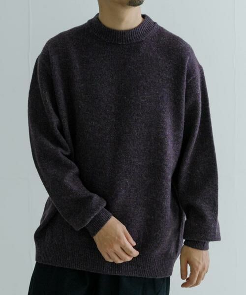 URBAN RESEARCH/アーバンリサーチ MIX MOULINE KNIT パープル L