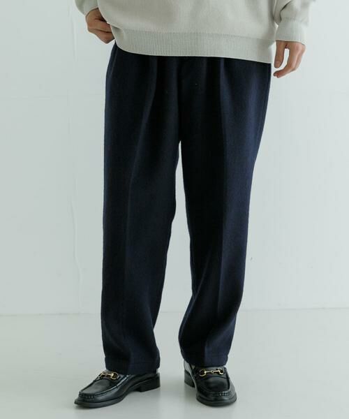 URBAN RESEARCH / アーバンリサーチ その他パンツ | 『MADE IN JAPAN』 new basic ウールフラノビーバーテーパードスラックス(ネイビー)