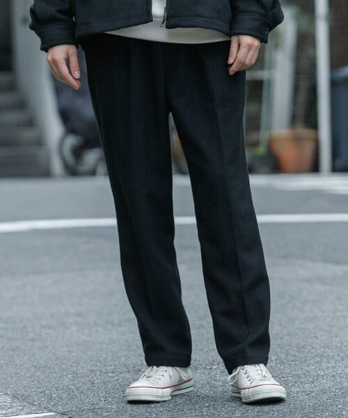 URBAN RESEARCH / アーバンリサーチ その他パンツ | 『MADE IN JAPAN』 new basic ウールフラノビーバーテーパードスラックス(ブラック)